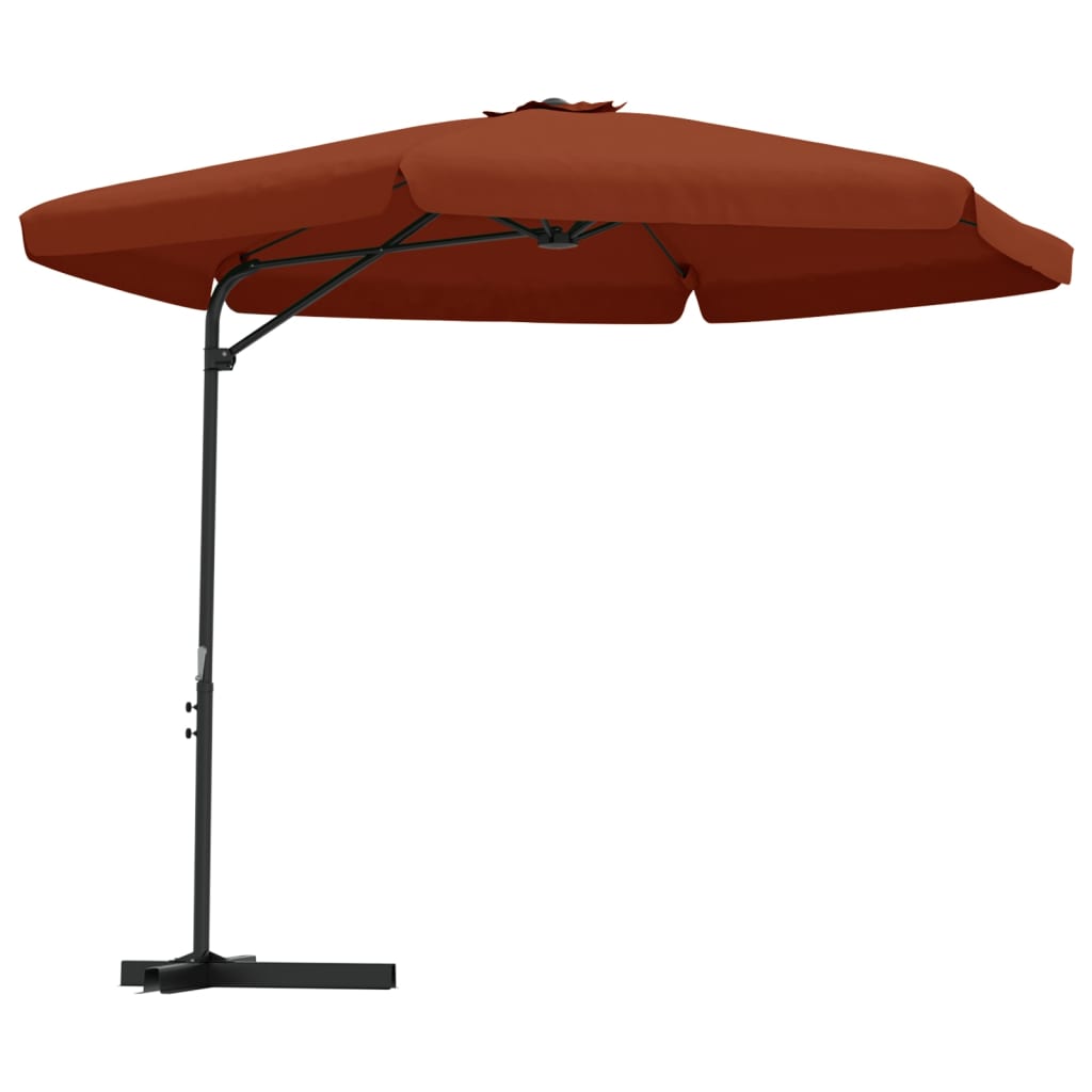 Vidaxl Parasol z jekleno palico 300 cm terakota -obarvana