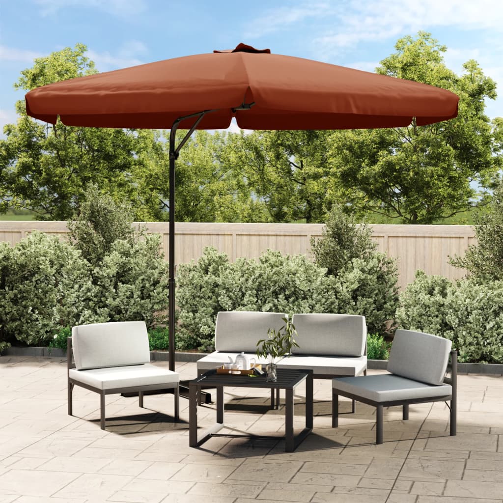 Vidaxl -parasol med stålstang 300 cm terracotta -farvet