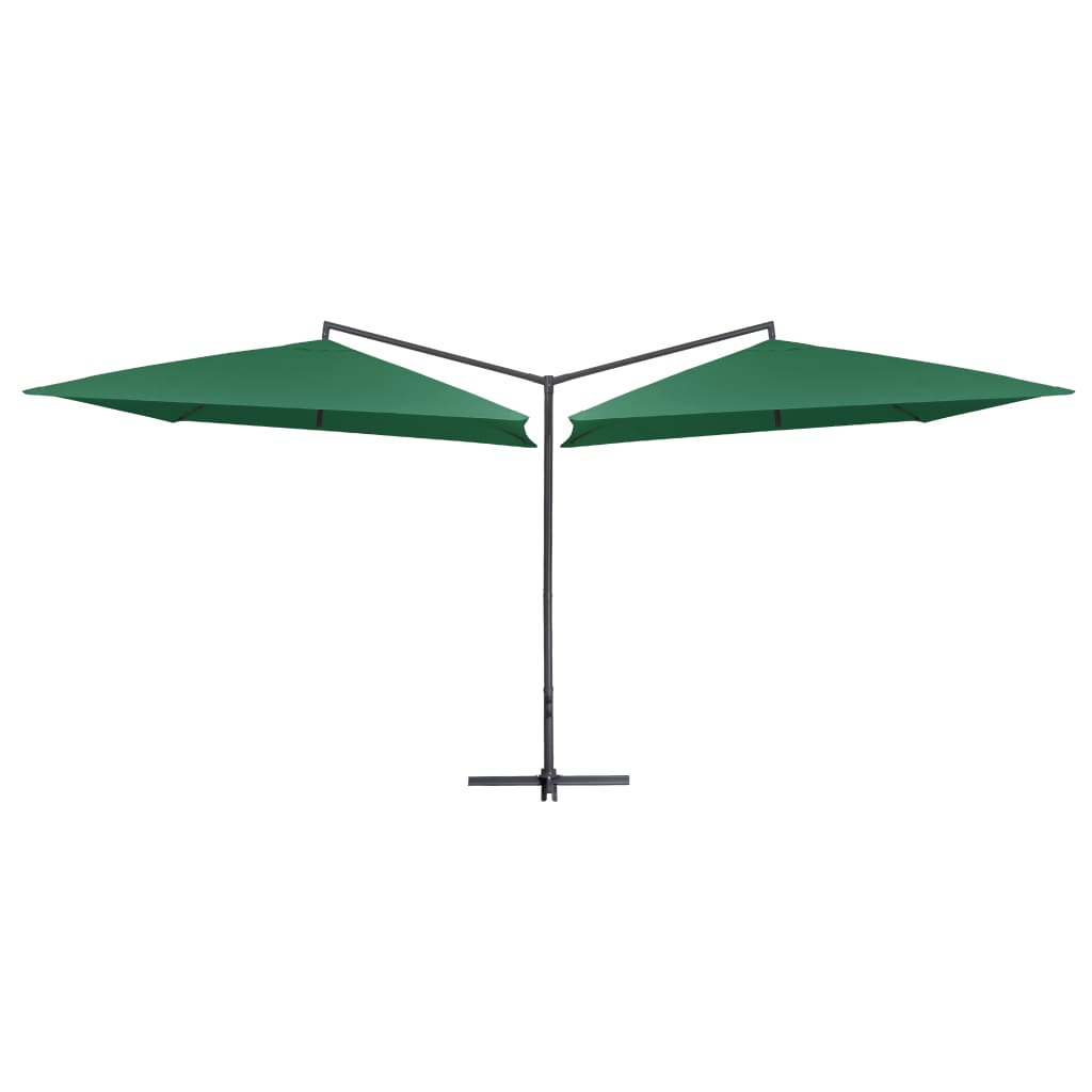 Vidaxl Parasol Double s ocelovým pólem 250x250 cm zelená