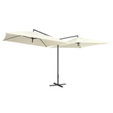 Vidaxl Parasol dubbel med stålstång 250x250 cm sandvit