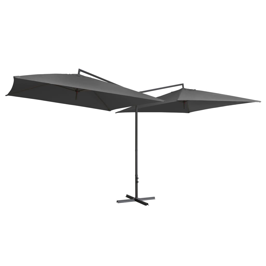 Vidaxl parasol dubbel met stalen paal 250x250 cm antraciet