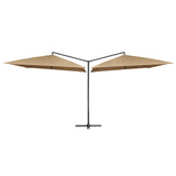 Vidaxl Parasol Double z jeklenim drogom 250x250 cm taupe