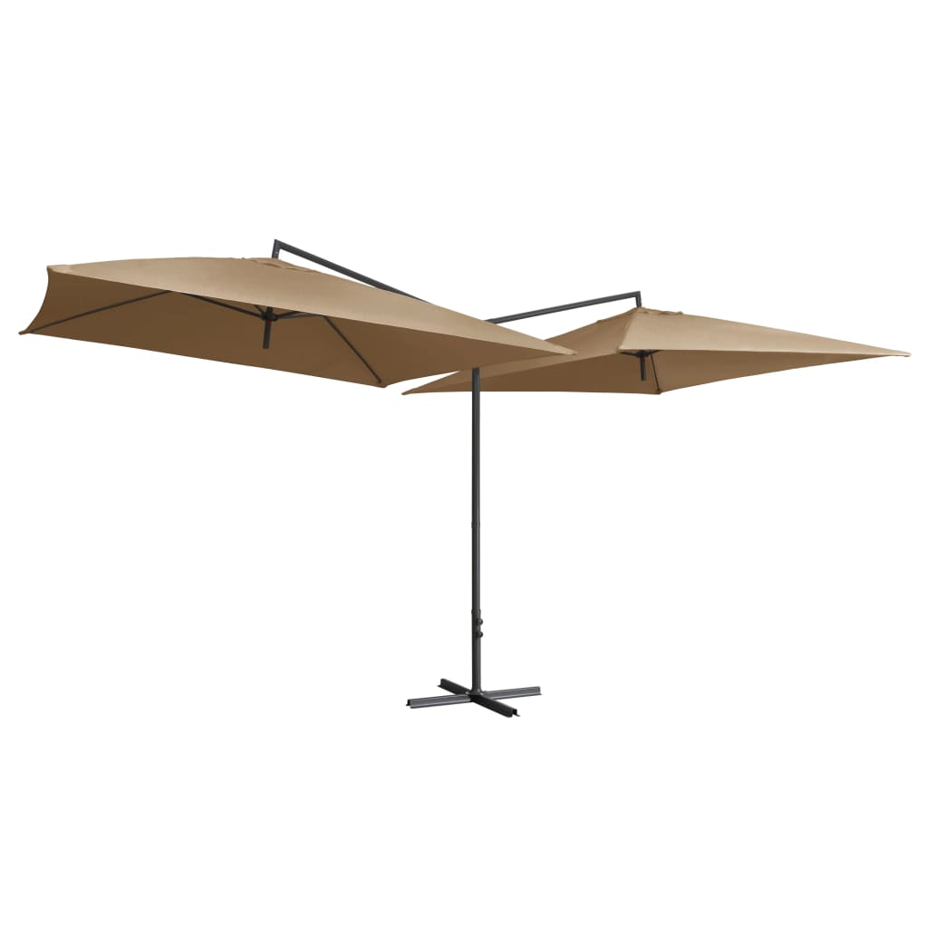 Vidaxl Parasol Double con polo in acciaio 250x250 cm Taupe