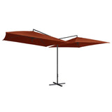 Vidaxl Parasol Double con polo in acciaio 250x250 cm Terracotta.