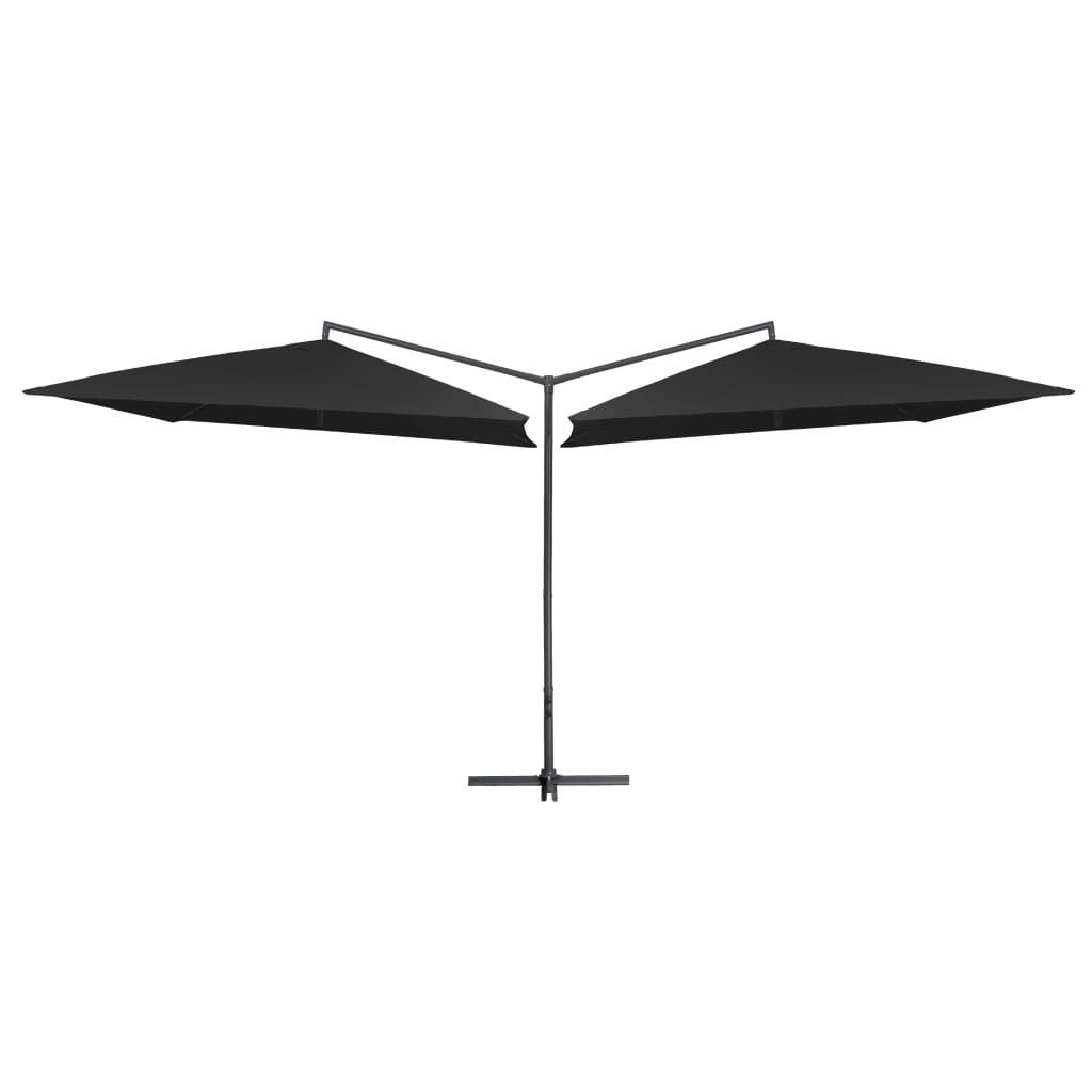 Vidaxl Parasol Double s ocelovým pólem 250x250 cm černá