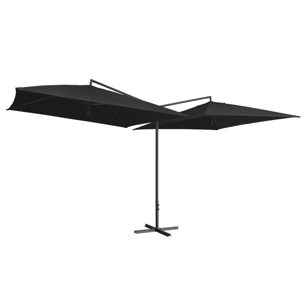 Vidaxl parasol double avec poteau en acier 250x250 cm noir