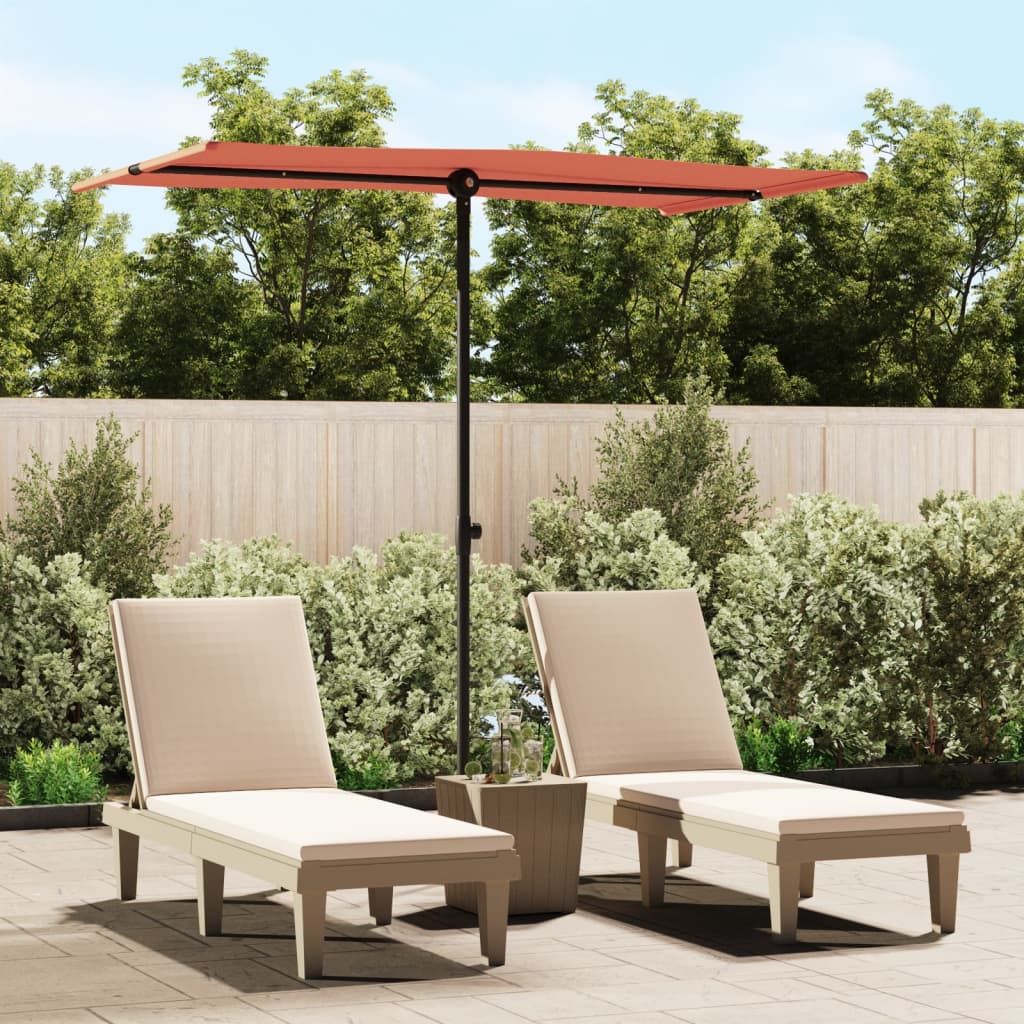 Vidaxl parasol with aluminum pole 180x110 cm terracotta -colored