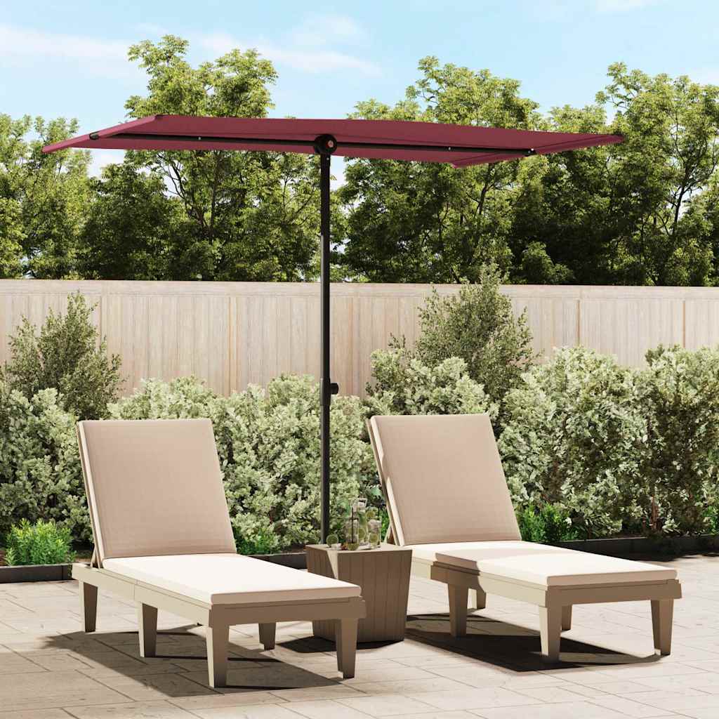 Parasol vidaxl avec poteau en aluminium 2x1,5 m Bordeaux rouge