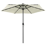 Vidaxl Parasol con iluminación LED y poste de aluminio de 270 cm de blanco arenoso