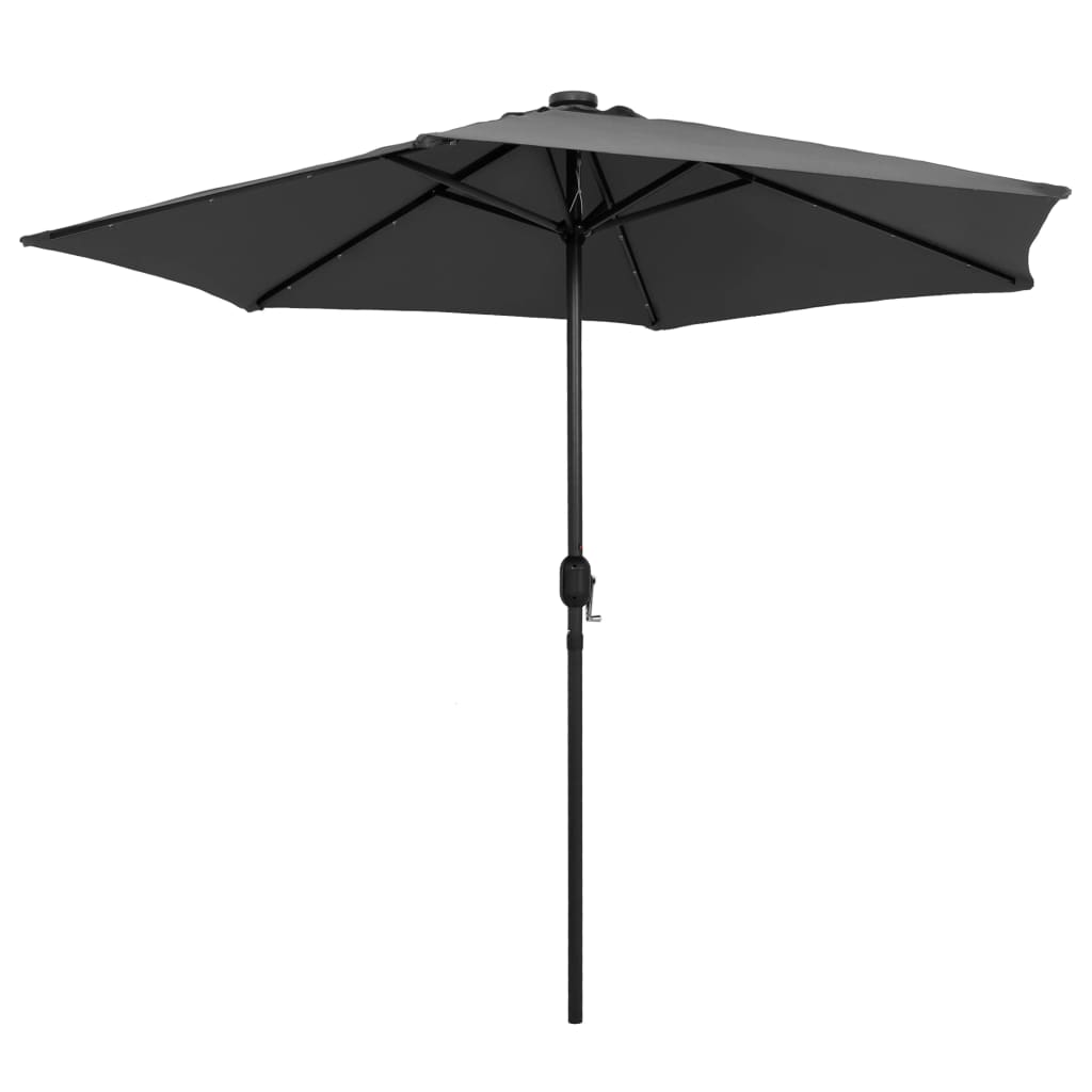 Parasol Vidaxl con iluminación LED y poste de aluminio de 270 cm de antracita