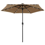 Vidaxl Parasol with LED lighting and aluminum pole 270 cm Taupe