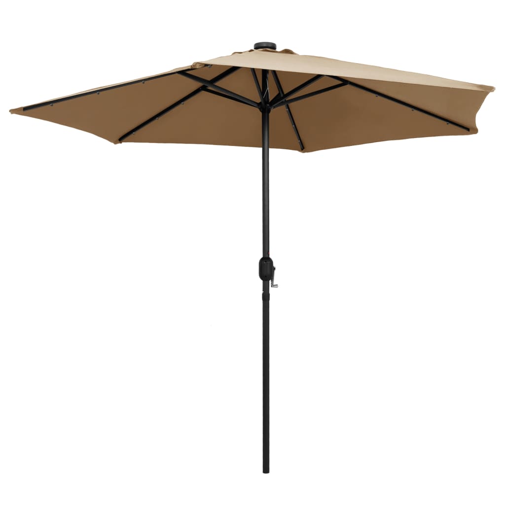 Vidaxl Parasol with LED lighting and aluminum pole 270 cm Taupe