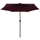 Vidaxl parasol met led-verlichting aluminium paal 270 cm bordeauxrood