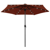 Vidaxl -Parasol mit LED -Beleuchtung und Aluminiumpol 270 cm Terrakotta