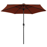 Vidaxl -Parasol mit LED -Beleuchtung und Aluminiumpol 270 cm Terrakotta