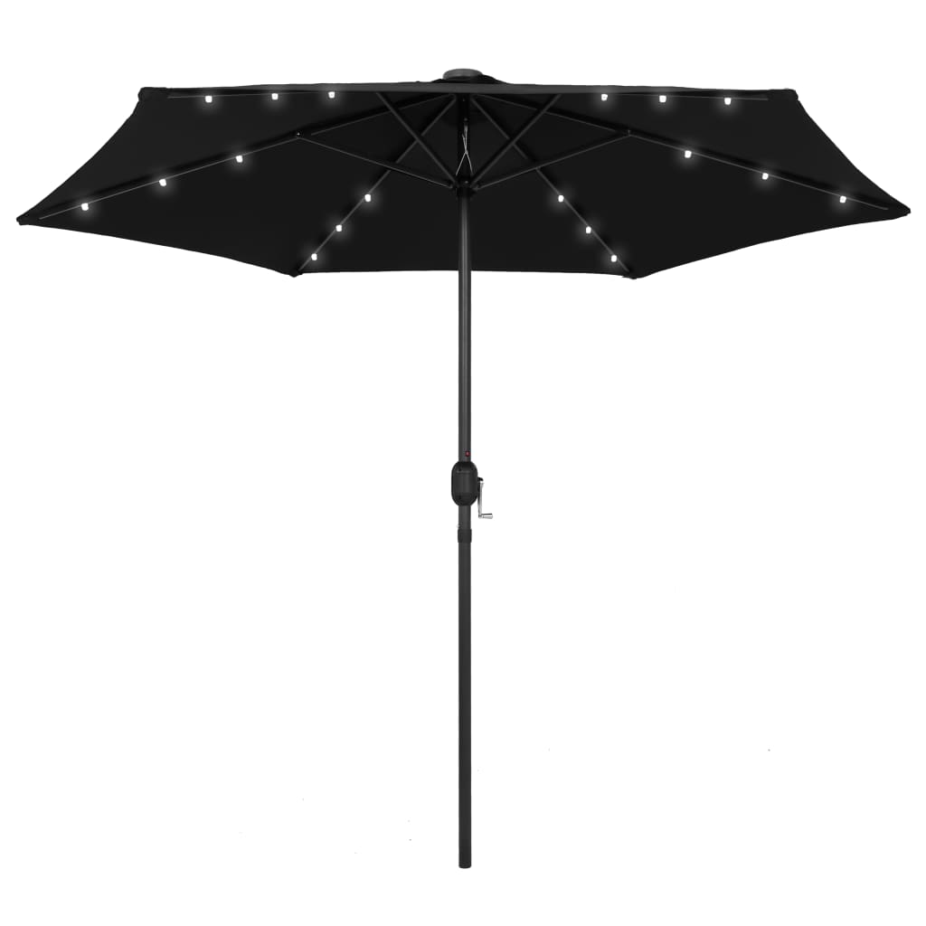 Vidaxl parasol s LED osvětlením a hliníkovým pólem 270 cm černá