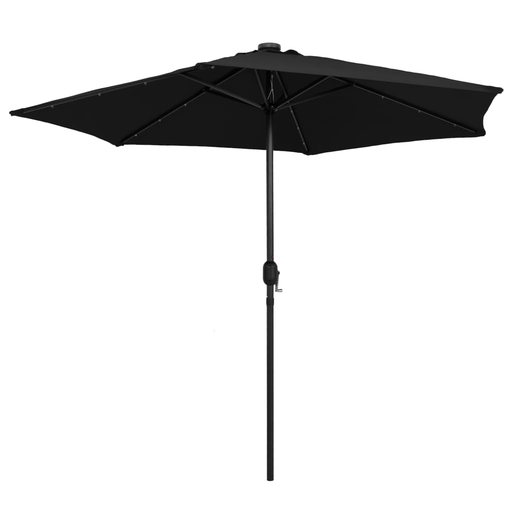 Vidaxl -Parasol mit LED -Beleuchtung und Aluminiumpol 270 cm Schwarz