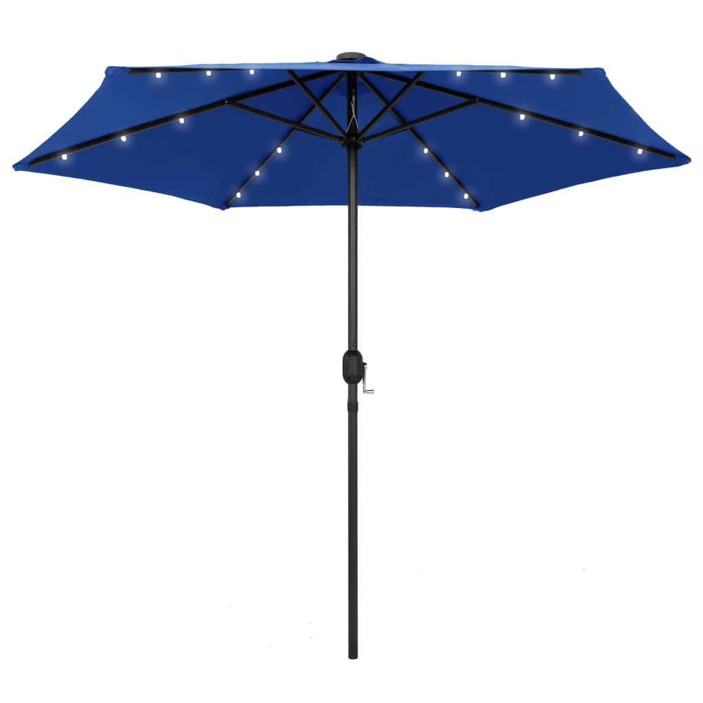 Vidaxl Parasol con illuminazione a LED e polo in alluminio 270 cm blu azzurro