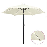 Vidaxl -parasol med LED -belysning og aluminiumstang 300 cm sandhvit