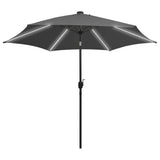 Vidaxl parasol met led-verlichting en aluminium paal 300 cm antraciet