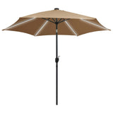 Vidaxl -Parasol mit LED -Beleuchtung und Aluminiumpol 300 cm Taupe