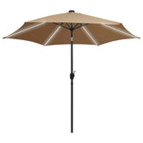 Vidaxl Parasol with LED lighting and aluminum pole 300 cm Taupe