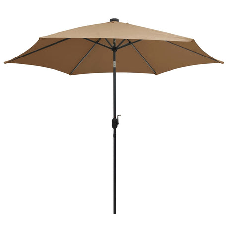 Vidaxl -Parasol mit LED -Beleuchtung und Aluminiumpol 300 cm Taupe