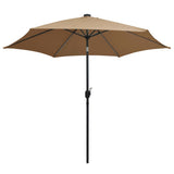 Vidaxl parasol met led-verlichting en aluminium paal 300 cm taupe