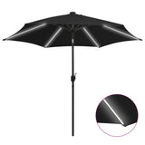 Vidaxl -parasol med LED -belysning og aluminiumstang 300 cm svart