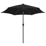 Vidaxl parasol met led-verlichting en aluminium paal 300 cm zwart