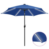 Vidaxl Parasol con illuminazione a LED e polo in alluminio 300 cm blu azzurro