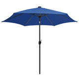 Parasol vidaxl avec éclairage LED et poteau en aluminium 300 cm bleu azure