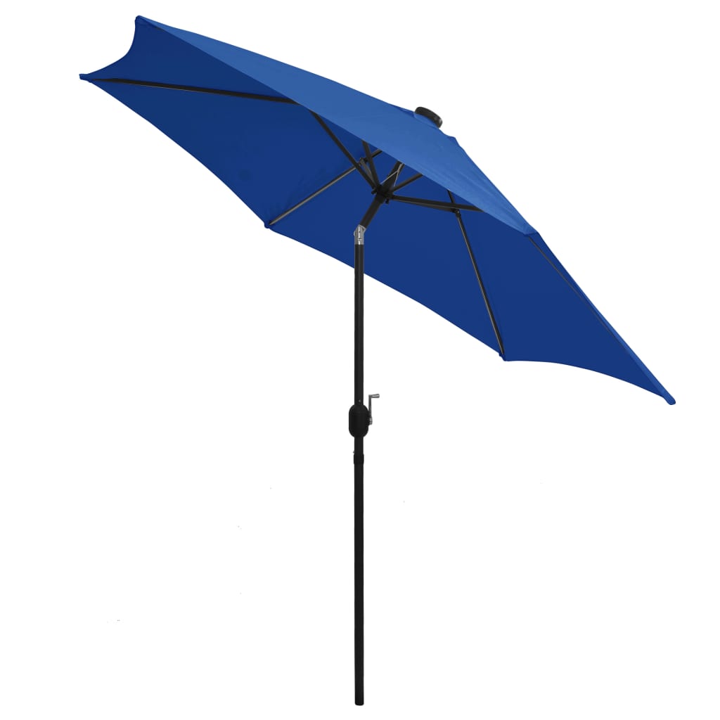 Vidaxl Parasol con illuminazione a LED e polo in alluminio 300 cm blu azzurro