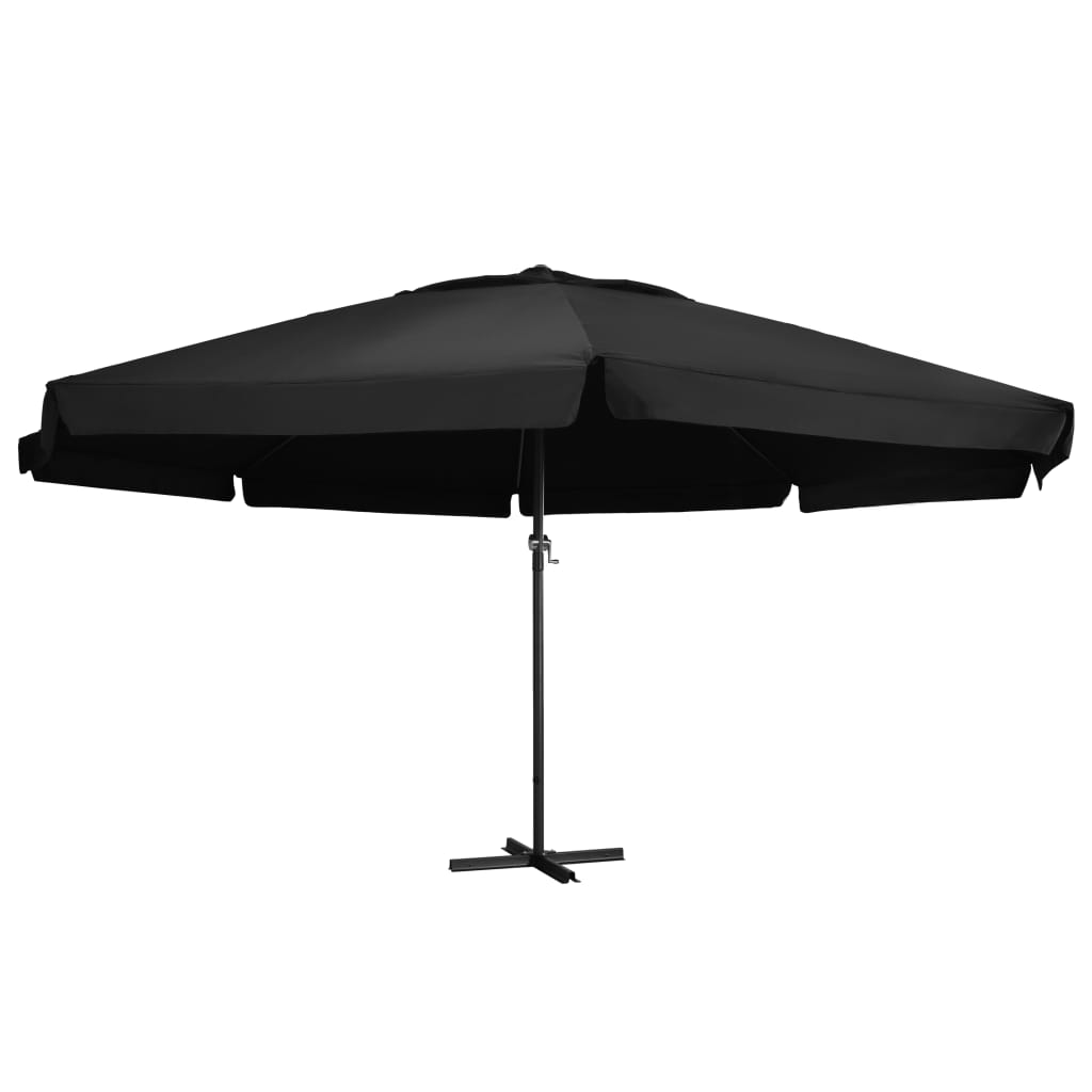 Vidaxl Parasol con polo in alluminio 500 cm nero