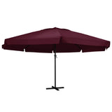 Parasol Vidaxl con polo de aluminio 600 cm Burdeos rojo