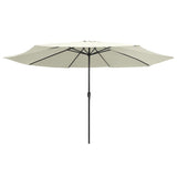 Vidaxl Parasol z metalowym biegunem 390 cm piaskowym białym