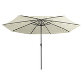 Vidaxl parasol s kovovým pólem 390 cm písek bílý