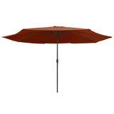 VidaXL Parasol met metalen paal 390 cm terracottakleurig