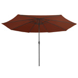 Vidaxl Parasol s kovinskim drogom 390 cm terakota -obarvana