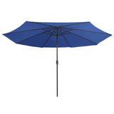 Vidaxl -parasol med metallstang 390 cm Azure Blue