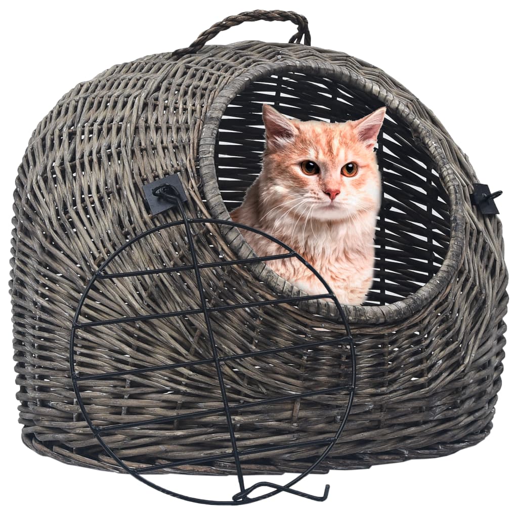 Vidaxl Cat Carrier 50x42x40 cm Naravna vrba Wood Grey