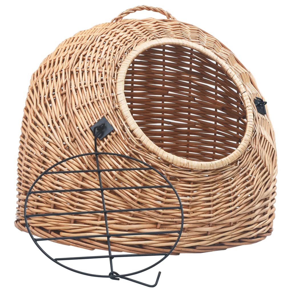 Vidaxl Cat Carrier 45x35x35 cm Natural Willow Wood