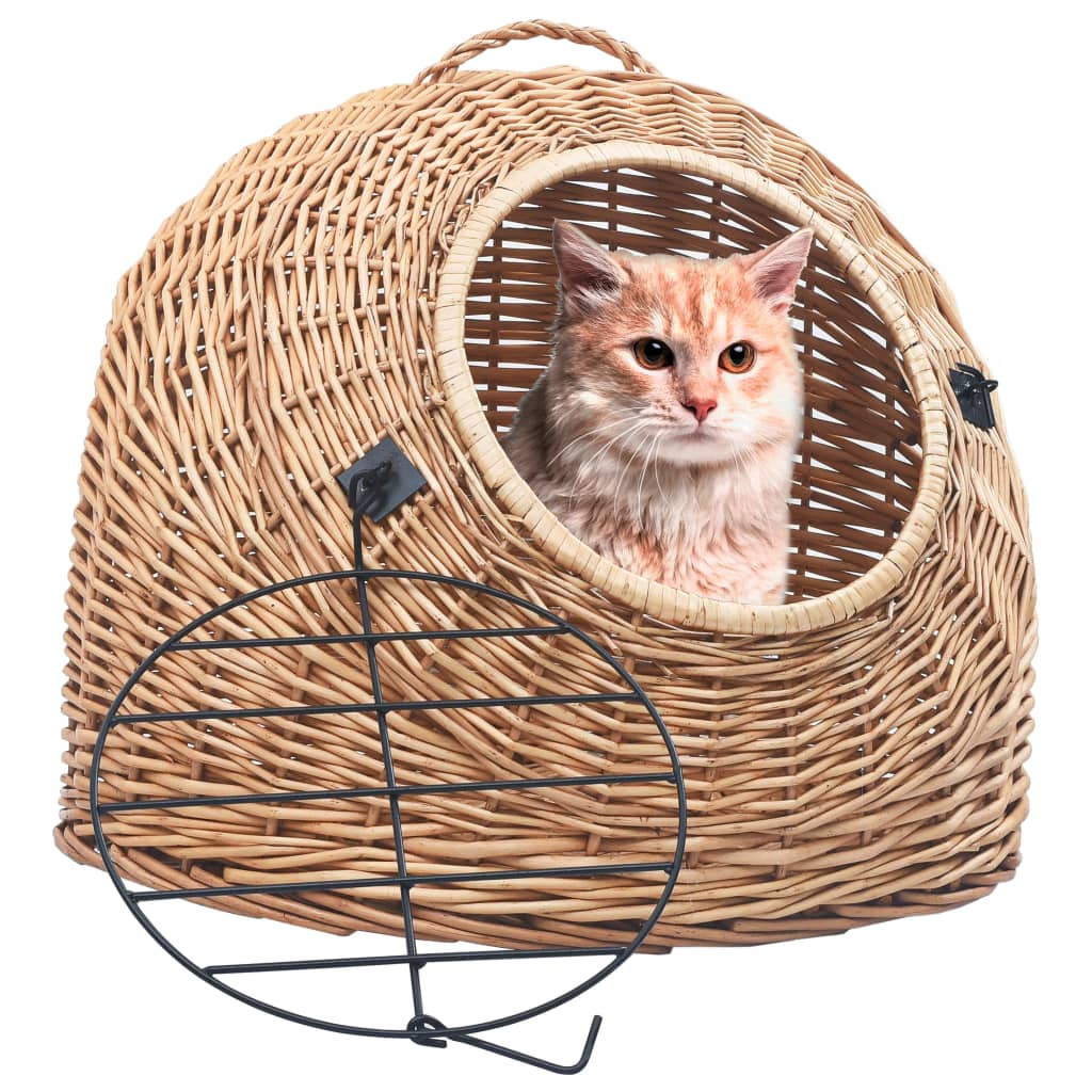 Vidaxl Cat Carrier 45x35x35 cm Willow Wood Natural Willow