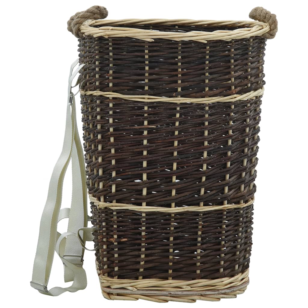 Cesta de madera Vidaxl con correas de transporte 44.5x37x50 cm Willow Willow Madera