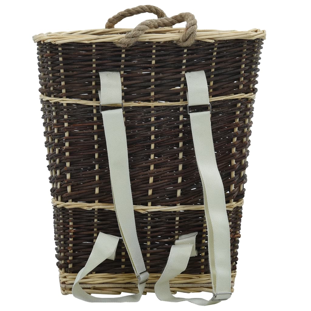 Vidaxl Wood Basket med bære stropper 44,5x37x50 cm naturlig Willow Wood