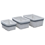 Vidaxl 3-delni košarist Set Stackable Willow White