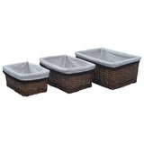 Vidaxl 3 partes Conjunto de canasta apilable Brown