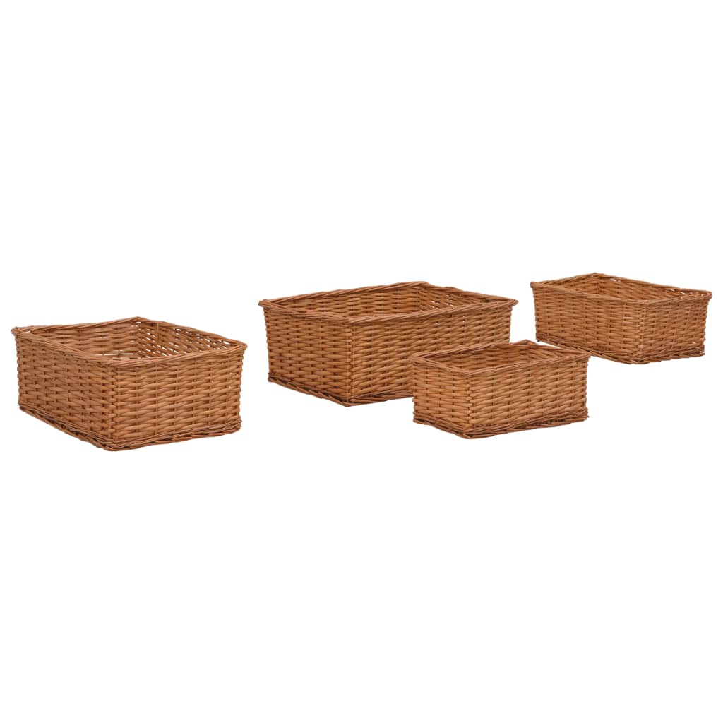 Vidaxl Cesta de 4 piezas Conjunto de sauces apilables Brown