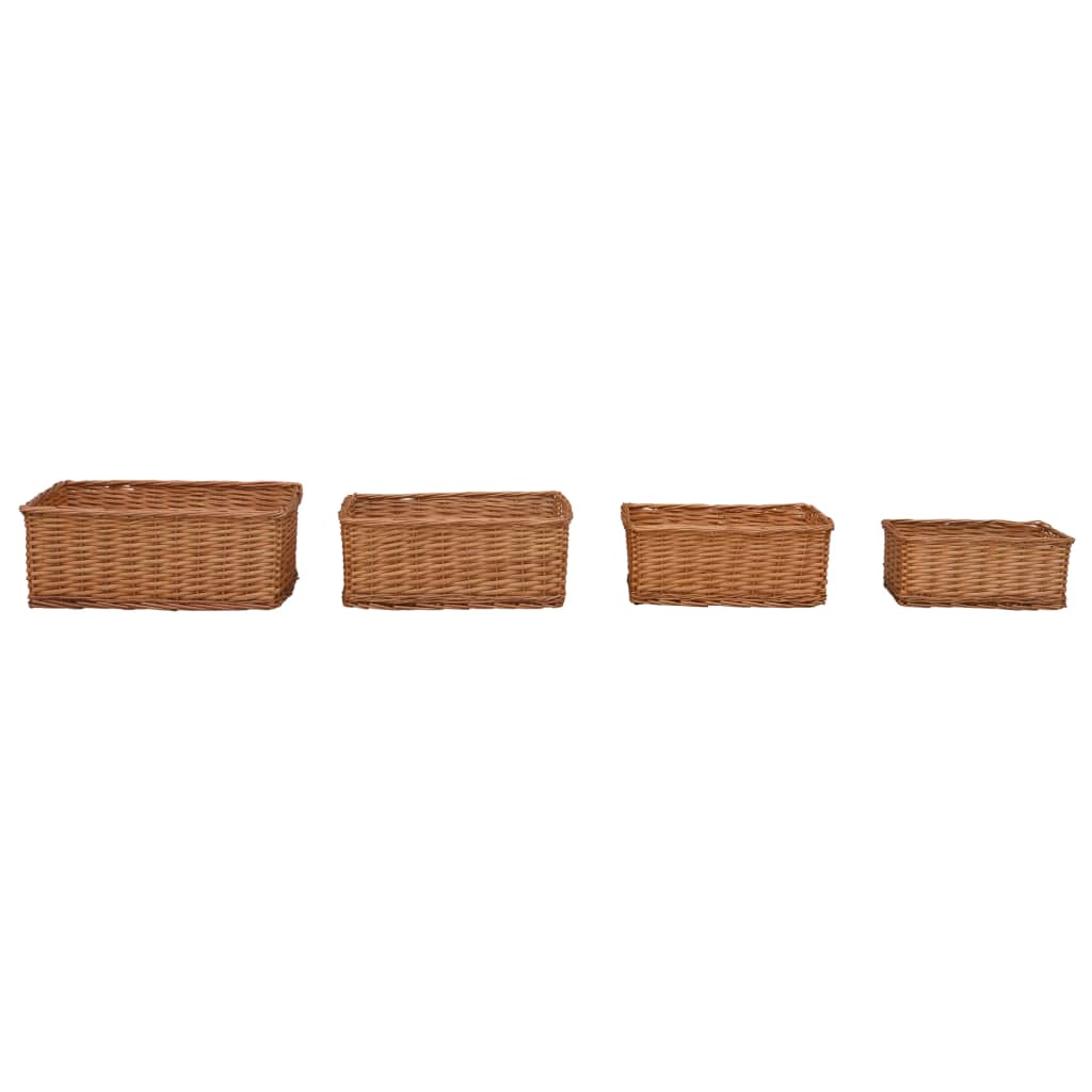 Vidaxl Cesta de 4 piezas Conjunto de sauces apilables Brown