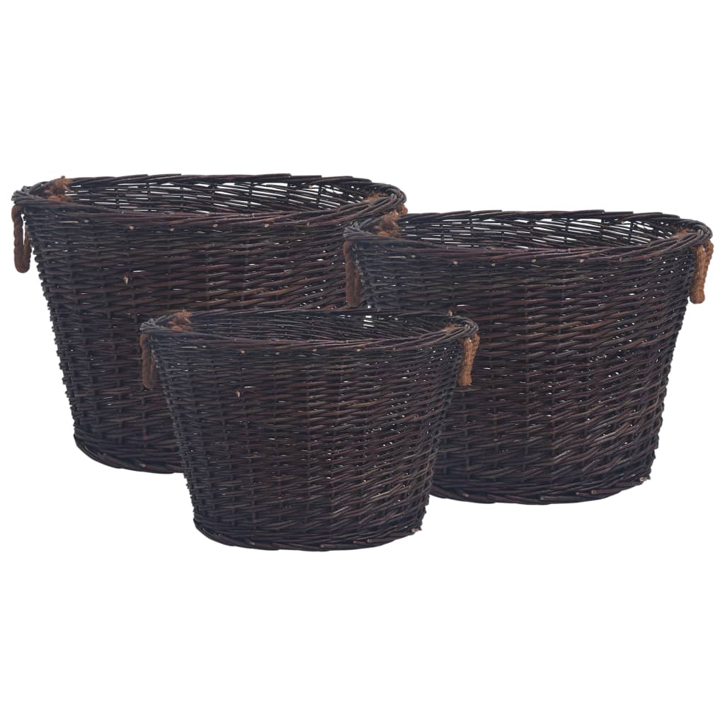 Vidaxl 3-Stéck Holz Aufgab Set stackable Willow Holz Däischterbrong